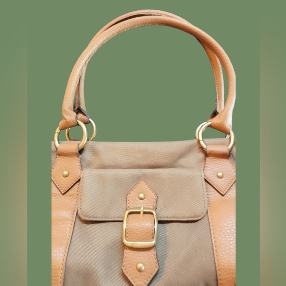 VINTAGE Y2K NINE WEST CANVAS HAND BAG W/PUC TRIM ~ EXCELLENT CONDITION - Picture 2 of 6